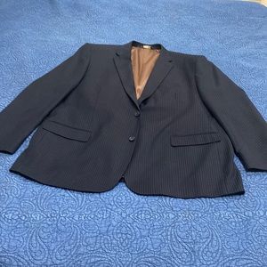 Mens navy blue pinstriped suit 52R